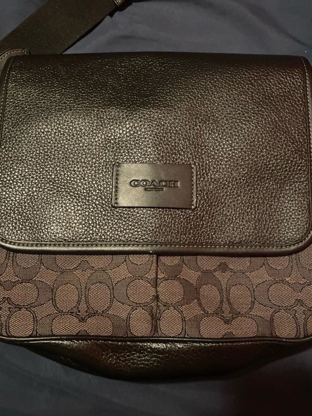Coach Men's Brown Signature Canvas & Leather Messenger Bag